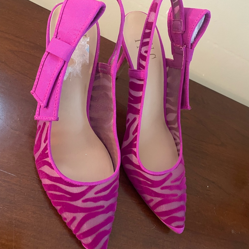 INC International Concepts Fuchsia Zebra Slingback Heels